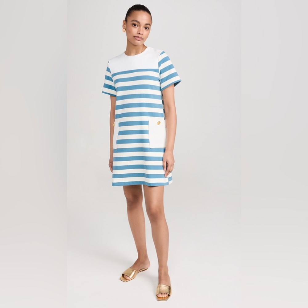 English Factory Blue and White Striped Mini Dress